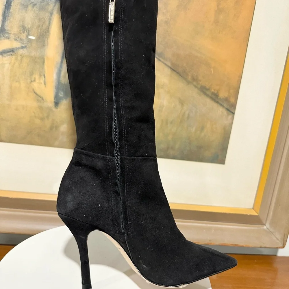 🌹LARROUDE🌹Kate Pointed Toe Over The Knee Boot in Black Suede Size: 7